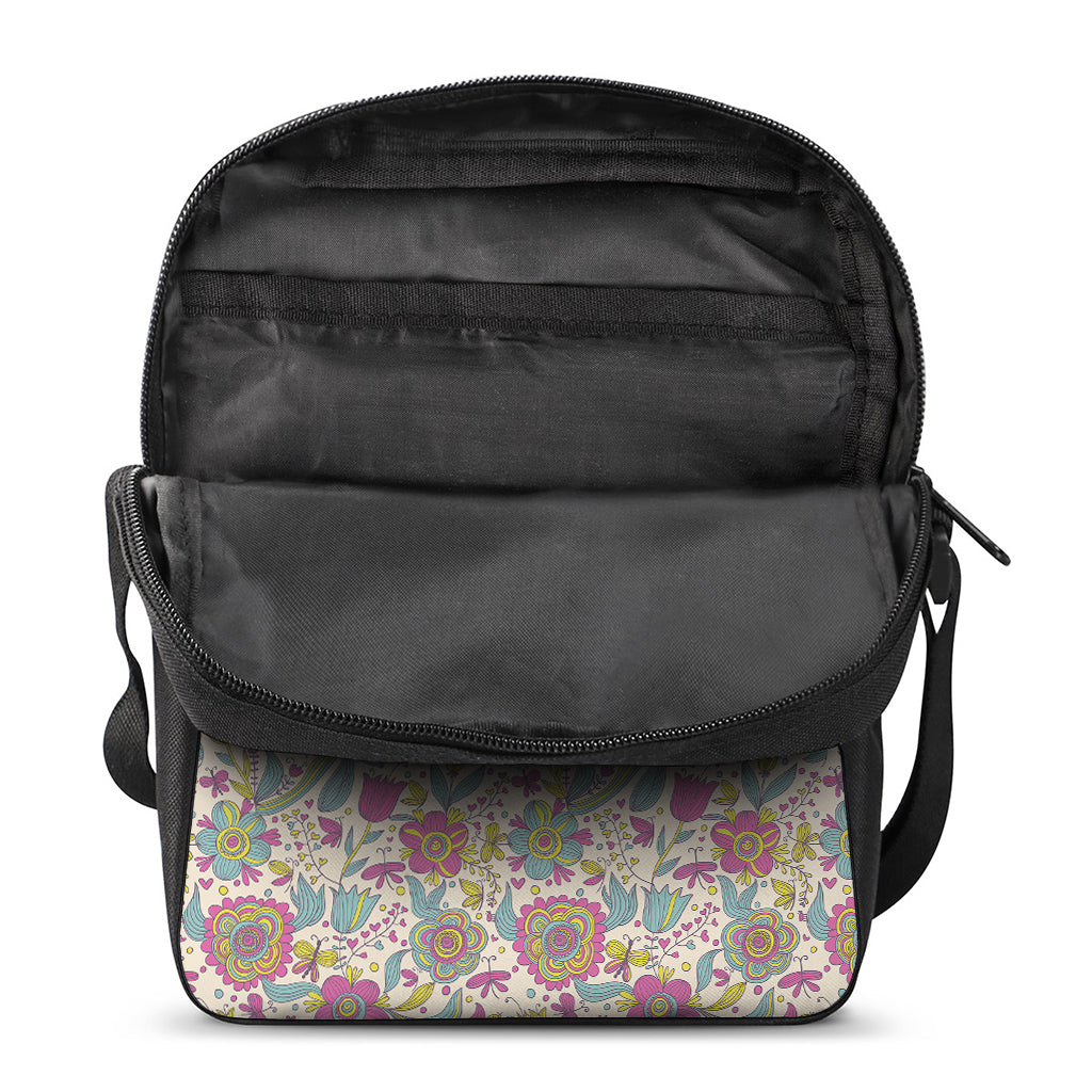 Vintage Girly Floral Print Rectangular Crossbody Bag