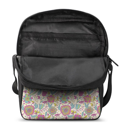 Vintage Girly Floral Print Rectangular Crossbody Bag