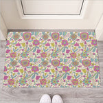 Vintage Girly Floral Print Rubber Doormat