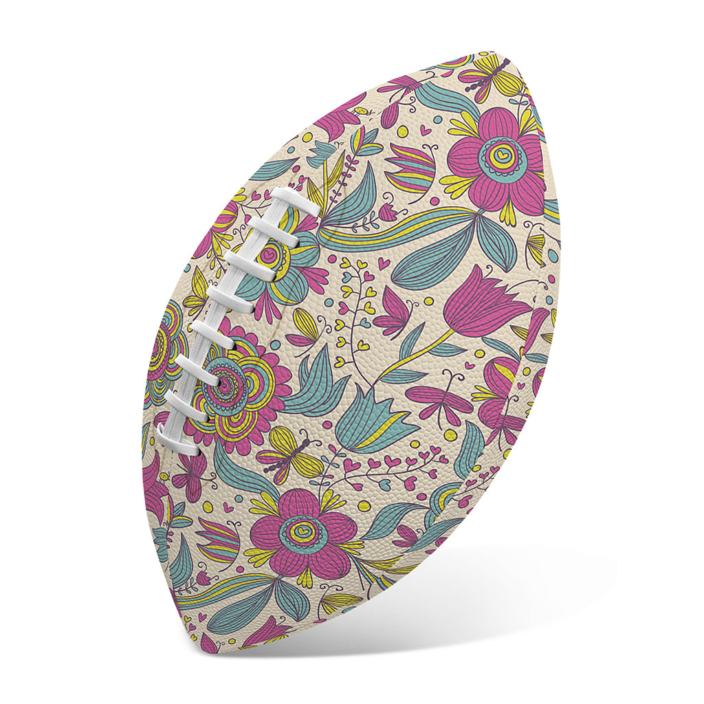 Vintage Girly Floral Print Rugby Ball