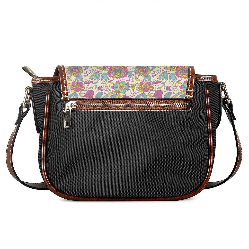 Vintage Girly Floral Print Saddle Bag