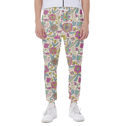 Vintage Girly Floral Print Scuba Joggers