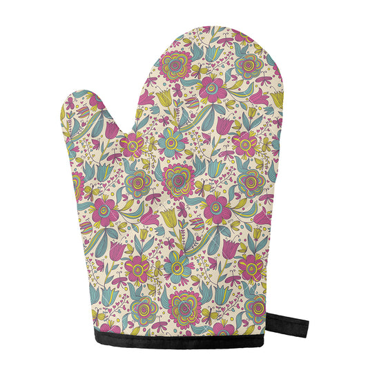Vintage Girly Floral Print Single Oven Mitt