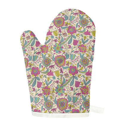 Vintage Girly Floral Print Single Oven Mitt