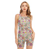 Vintage Girly Floral Print Sleeveless One Piece Swimsuit