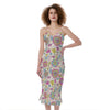 Vintage Girly Floral Print Slim Fit Midi Cami Dress