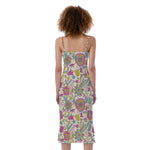 Vintage Girly Floral Print Slim Fit Midi Cami Dress