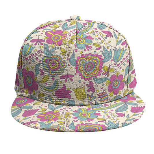 Vintage Girly Floral Print Snapback Cap