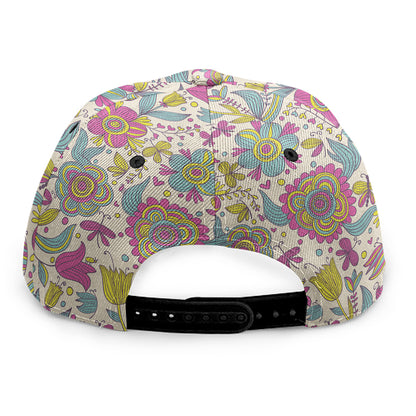 Vintage Girly Floral Print Snapback Cap