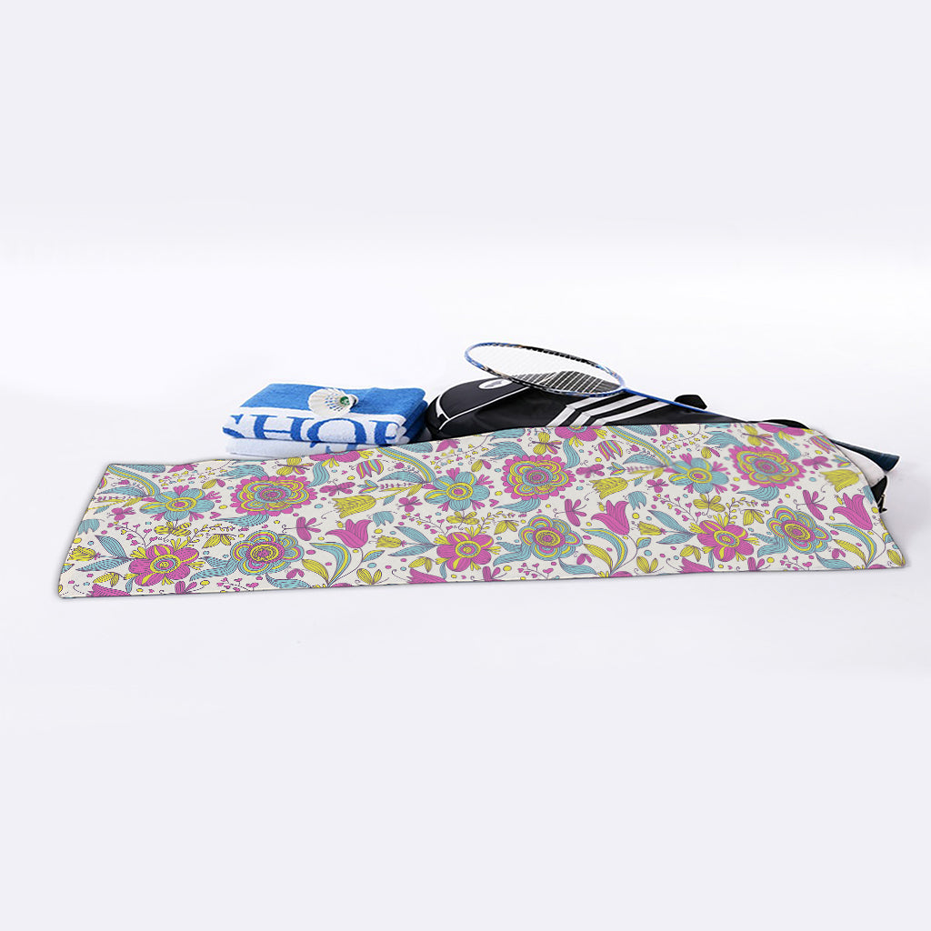 Vintage Girly Floral Print Sports Towel