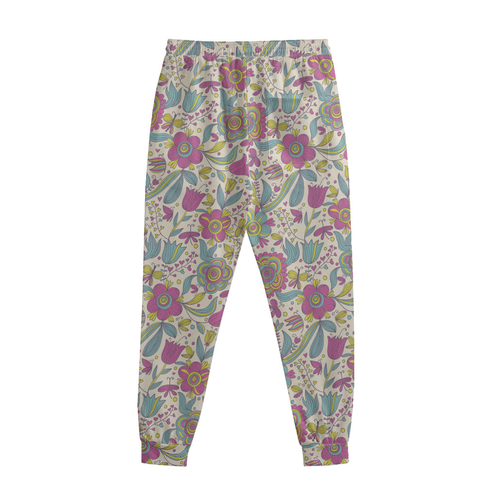 Vintage Girly Floral Print Sweatpants