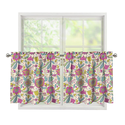 Vintage Girly Floral Print Tier Curtains