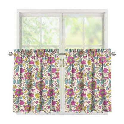 Vintage Girly Floral Print Tier Curtains