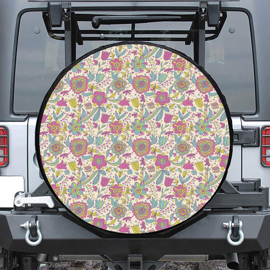 Vintage Girly Floral Print Tire Cover