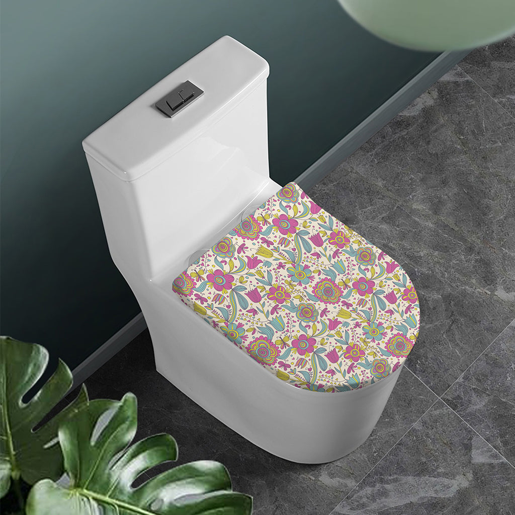 Vintage Girly Floral Print Toilet Lid Cover