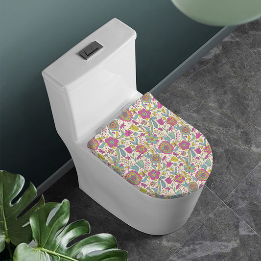 Vintage Girly Floral Print Toilet Lid Cover