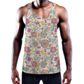 Vintage Girly Floral Print Men's Workout Tank Top