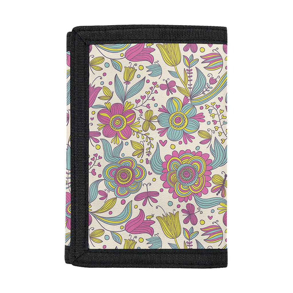 Vintage Girly Floral Print Trifold Wallet