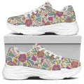 Vintage Girly Floral Print White Chunky Shoes