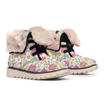 Vintage Girly Floral Print Winter Boots