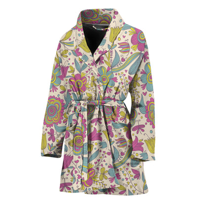 Vintage Girly Floral Print Women's Bathrobe