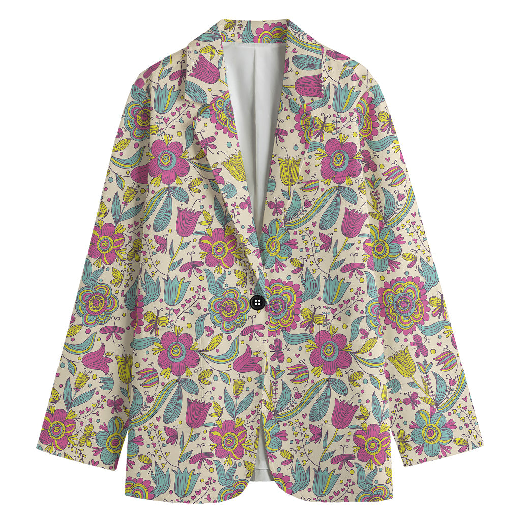 Vintage Girly Floral Print Women's Blazer