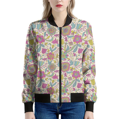 Vintage Girly Floral Print Women's Bomber Jacket