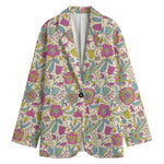 Vintage Girly Floral Print Women's Cotton Blazer