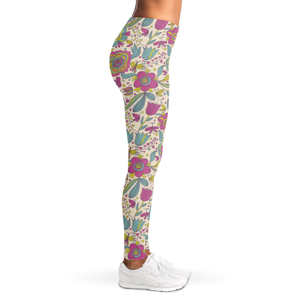 Vintage Girly Floral Print Women's Leggings