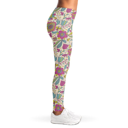 Vintage Girly Floral Print Women's Leggings