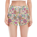 Vintage Girly Floral Print Women's Split Running Shorts