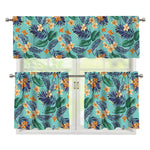 Vintage Hawaiian Aloha Pattern Print 3 Piece Kitchen Curtains