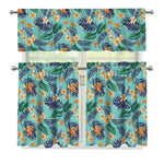 Vintage Hawaiian Aloha Pattern Print 3 Piece Kitchen Curtains