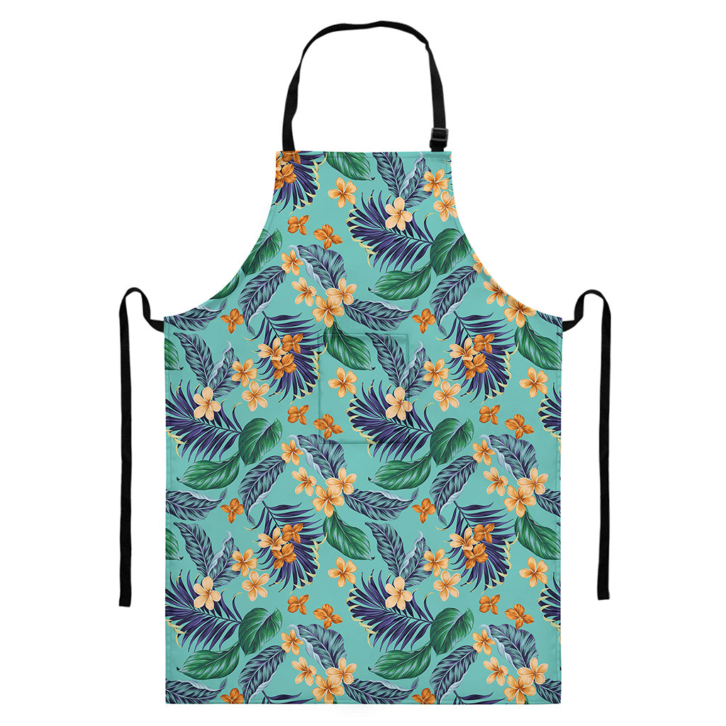 Vintage Hawaiian Aloha Pattern Print Bib Apron With Pocket