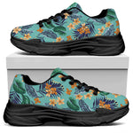 Vintage Hawaiian Aloha Pattern Print Black Chunky Shoes