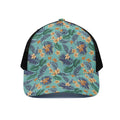 Vintage Hawaiian Aloha Pattern Print Black Mesh Trucker Hat