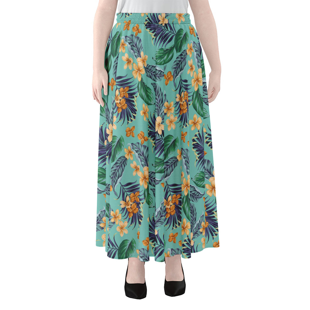 Vintage Hawaiian Aloha Pattern Print Chiffon Maxi Skirt