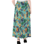 Vintage Hawaiian Aloha Pattern Print Chiffon Maxi Skirt