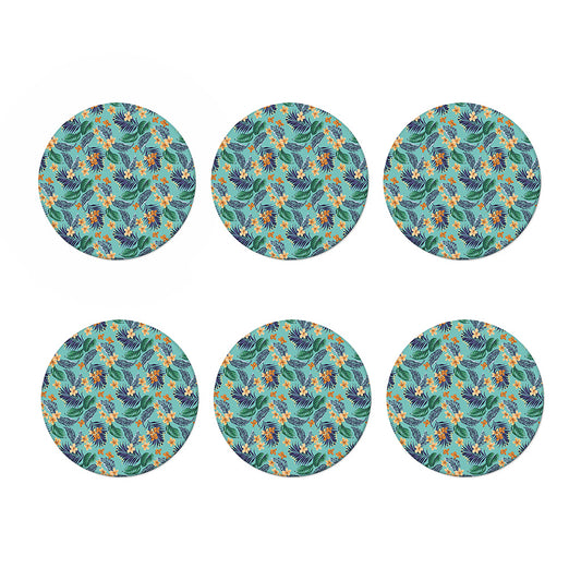 Vintage Hawaiian Aloha Pattern Print Coaster Set
