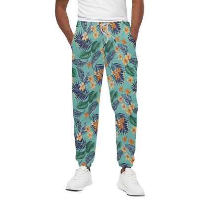 Vintage Hawaiian Aloha Pattern Print Cotton Pants