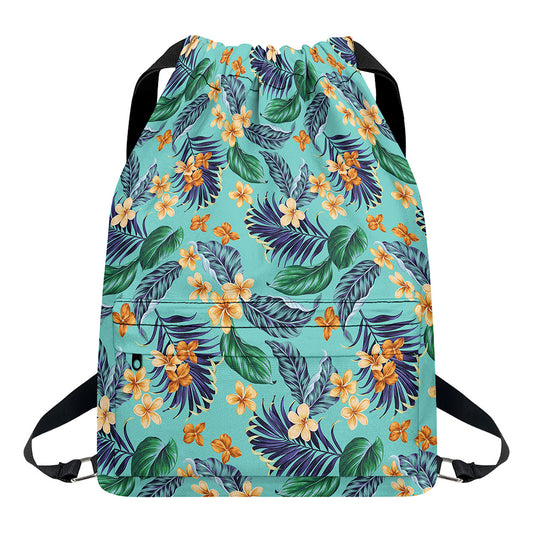 Vintage Hawaiian Aloha Pattern Print Drawstring Backpack