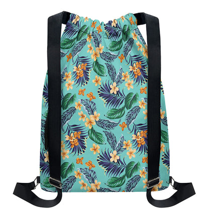 Vintage Hawaiian Aloha Pattern Print Drawstring Backpack