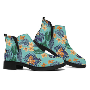 Vintage Hawaiian Aloha Pattern Print Flat Ankle Boots