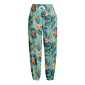 Vintage Hawaiian Aloha Pattern Print Fleece Lined Knit Pants