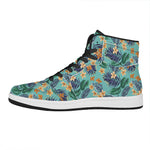 Vintage Hawaiian Aloha Pattern Print High Top Leather Sneakers