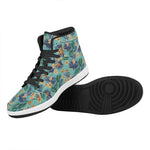Vintage Hawaiian Aloha Pattern Print High Top Leather Sneakers