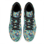 Vintage Hawaiian Aloha Pattern Print High Top Leather Sneakers