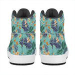 Vintage Hawaiian Aloha Pattern Print High Top Leather Sneakers