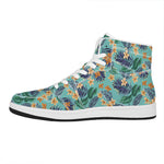 Vintage Hawaiian Aloha Pattern Print High Top Leather Sneakers