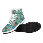 Vintage Hawaiian Aloha Pattern Print High Top Leather Sneakers